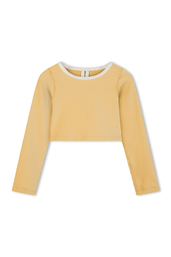 Mini Stripe Rib Crop Rashie - Marigold