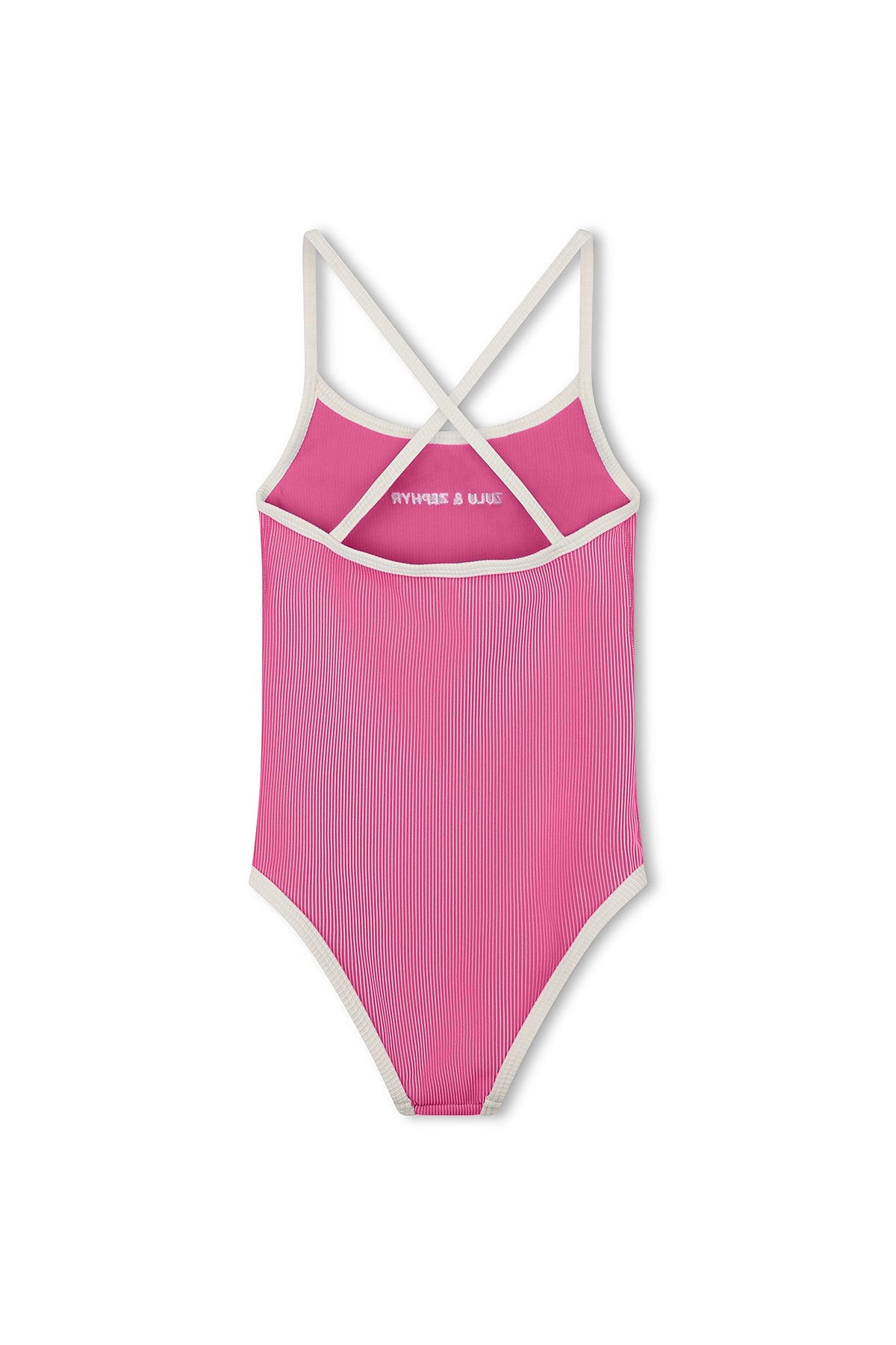 Mini Stripe Rib Logo One Piece - Shell Pink