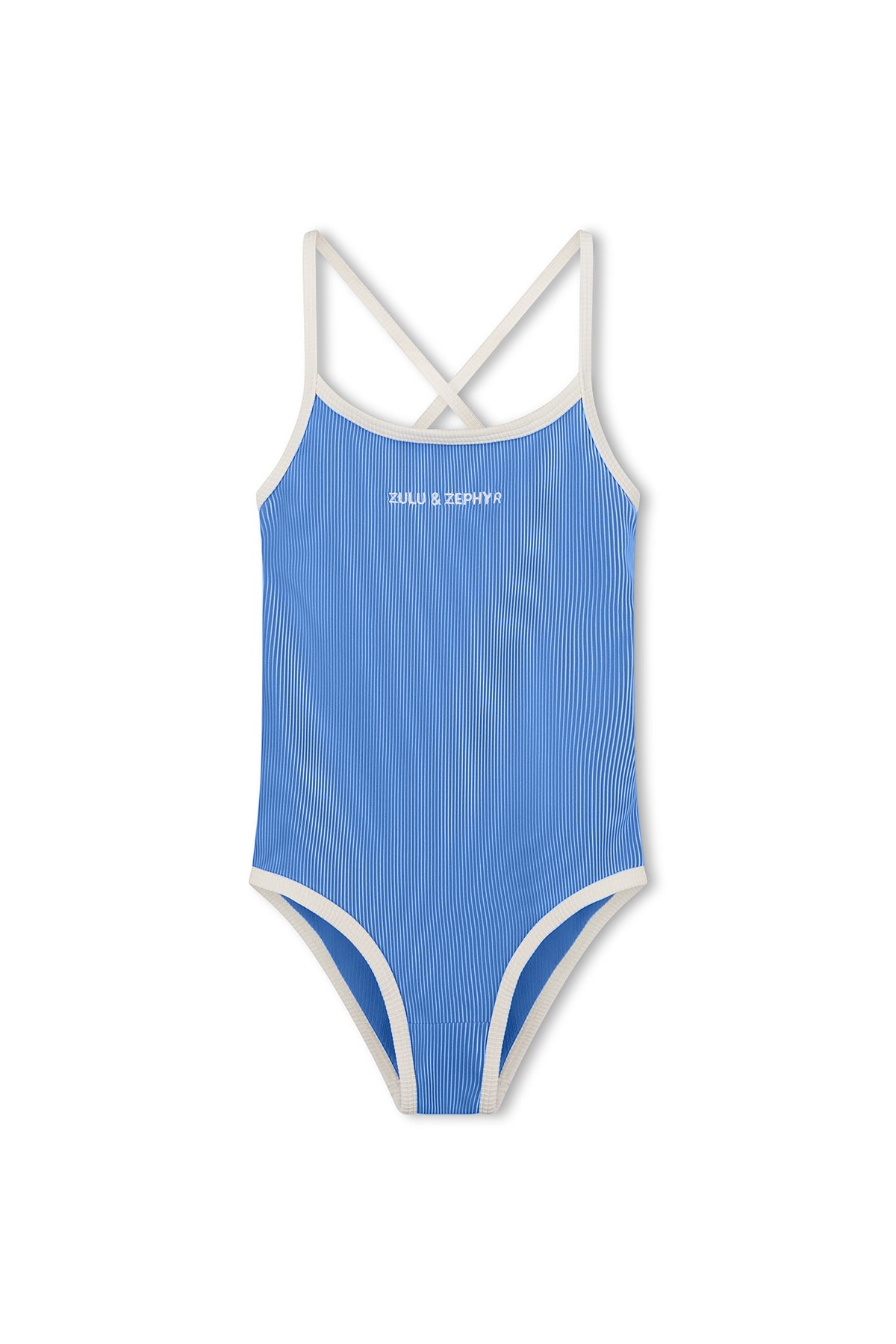 Mini Stripe Rib Logo One Piece - Sky