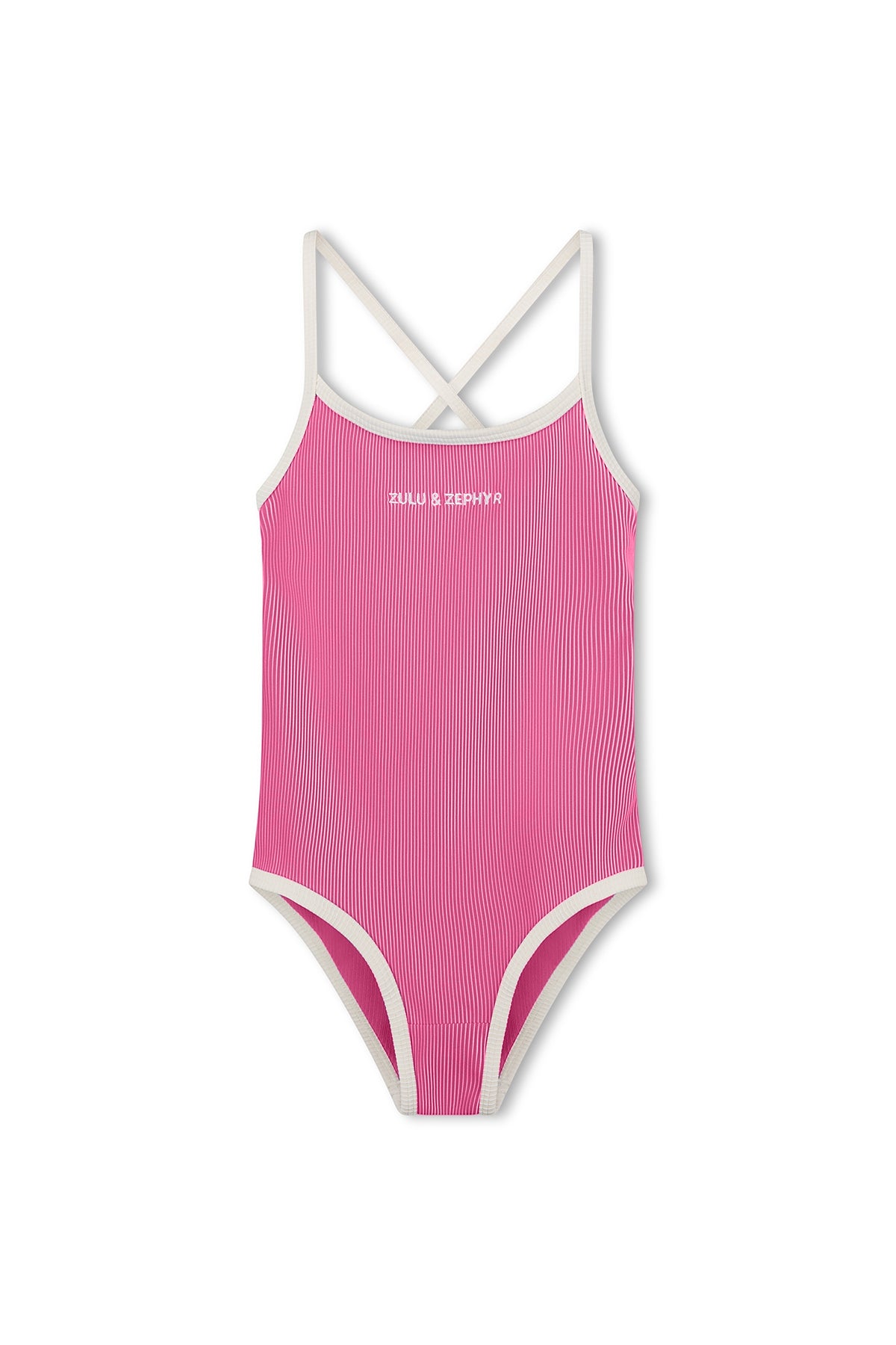 Mini Stripe Rib Logo One Piece - Shell Pink