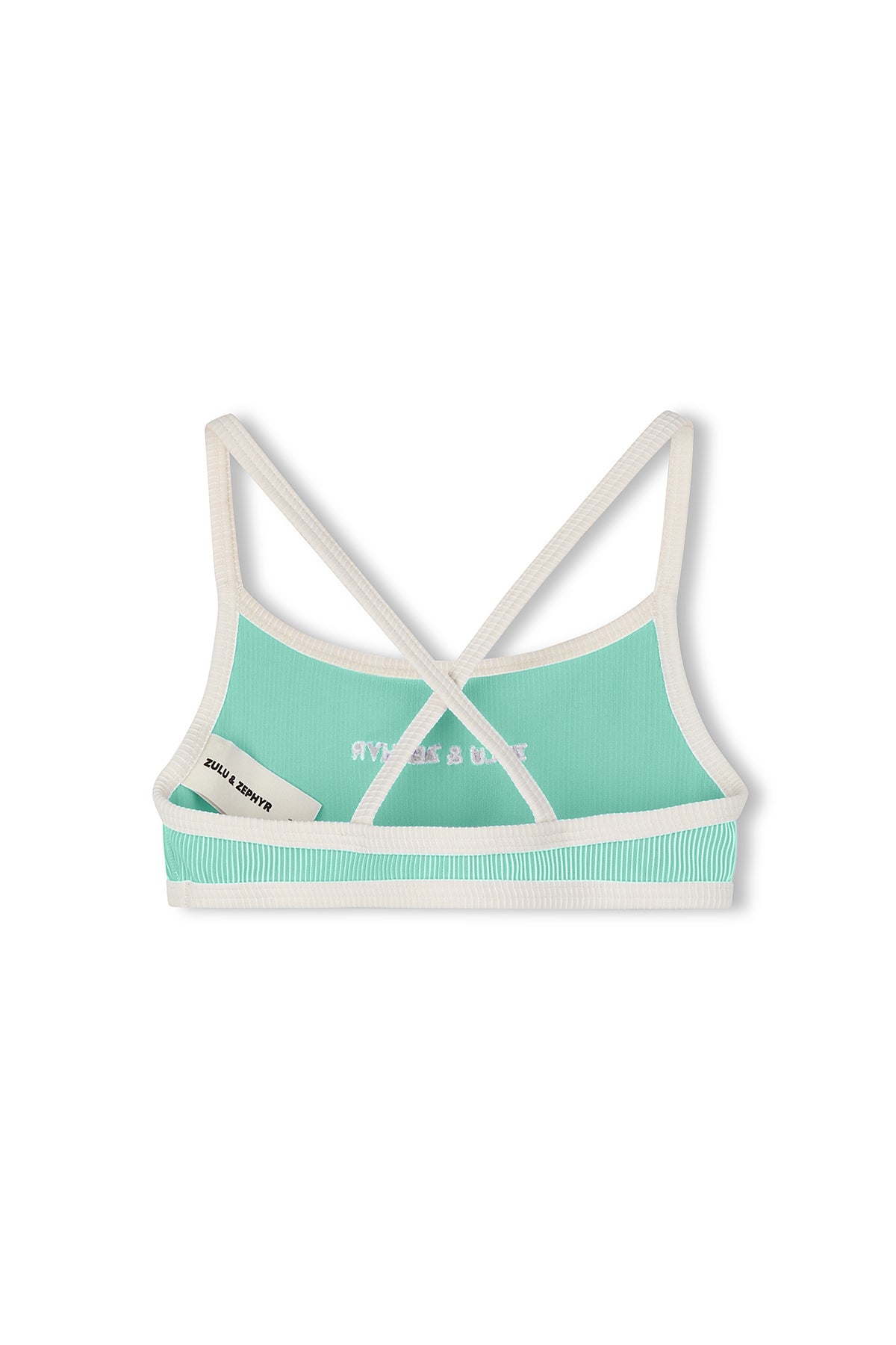 Mini Stripe Logo Bikini Top - Aqua