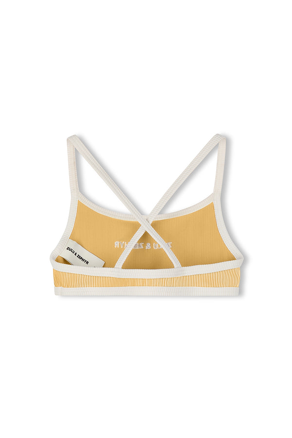 Mini Stripe Rib Logo Bikini Top - Marigold