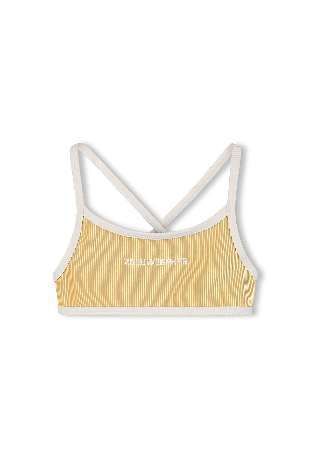 Mini Stripe Rib Logo Bikini Top - Marigold