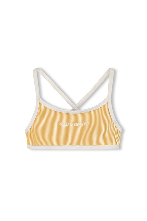 Mini Stripe Rib Logo Bikini Top - Marigold