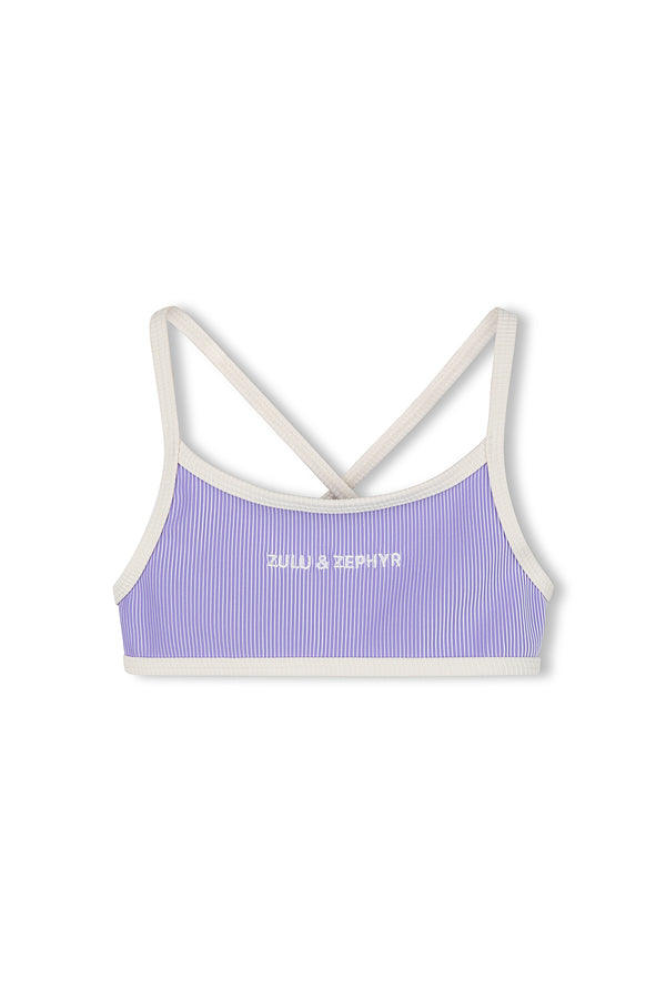 Mini Stripe Rib Logo Bikini Top - Grape