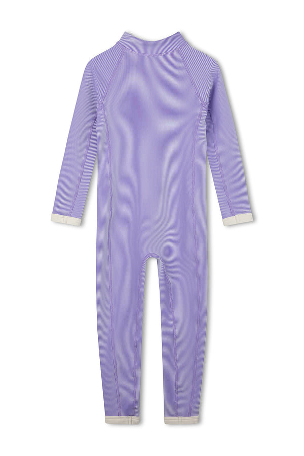 Mini Stripe Rib Full Surf Suit - Grape