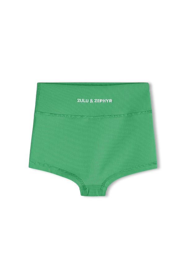 Mini Stripe Rib Boy Short - Parrot Green