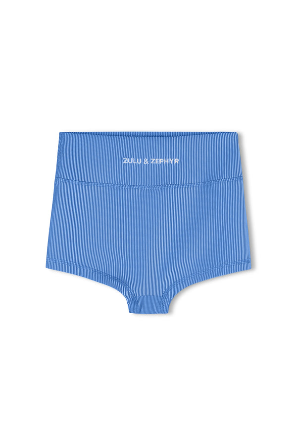 Mini Stripe Rib Boy Short - Sky