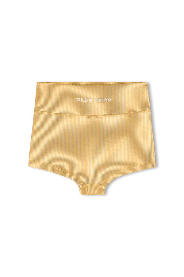 Mini Stripe Rib Boy Short - Marigold