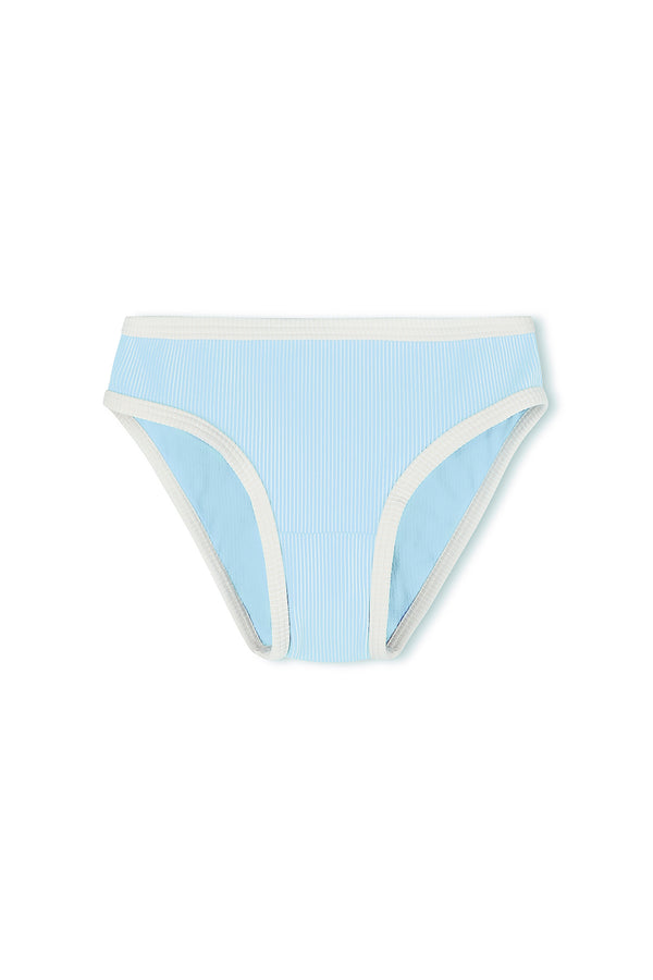 Mini Stripe Rib Bikini Bottom - Shallow Blue