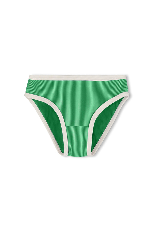 Mini Stripe Rib Bikini Bottom - Parrot Green