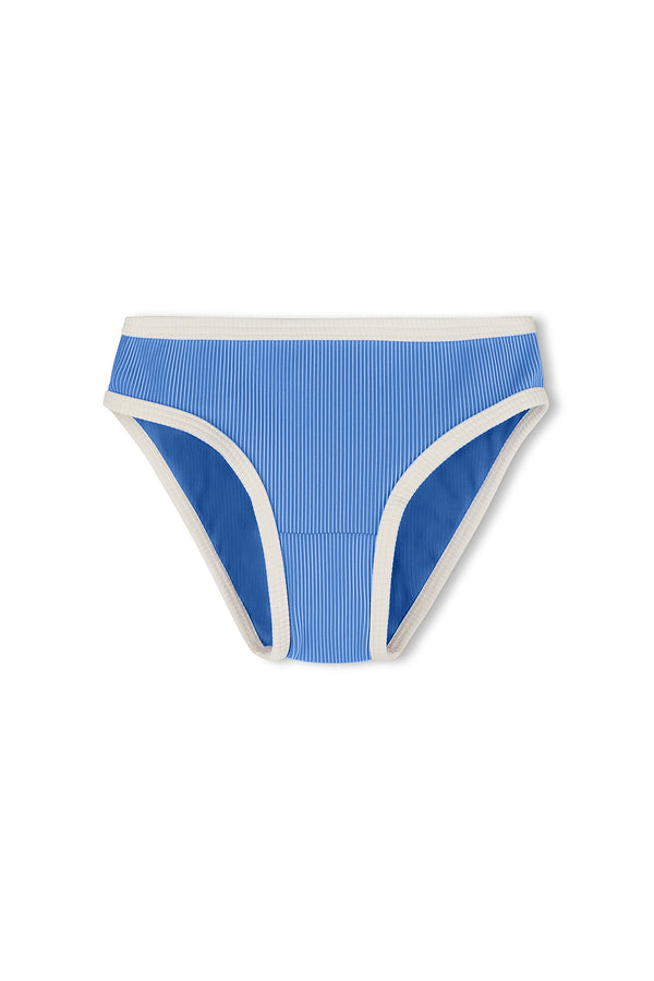 Mini Stripe Rib Bikini Bottom - Sky