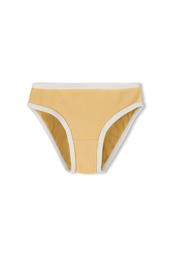 Mini Stripe Rib Bikini Bottom - Marigold