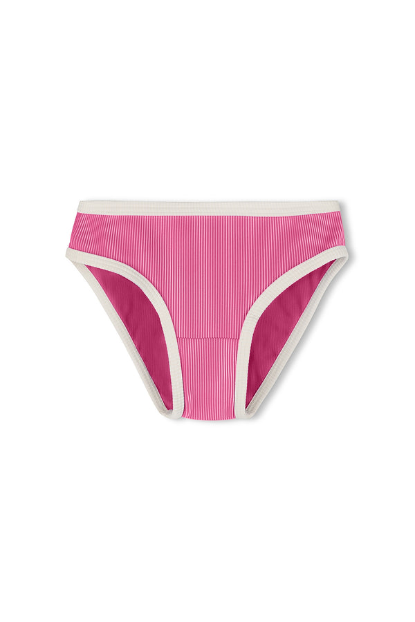 Mini Stripe Rib Bikini Bottom - Shell Pink