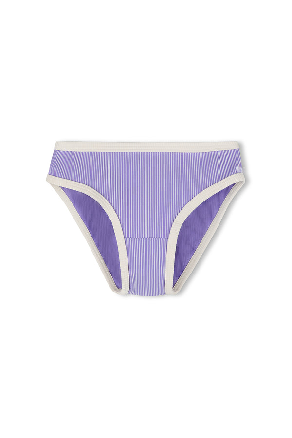 Mini Stripe Rib Bikini Bottom - Grape