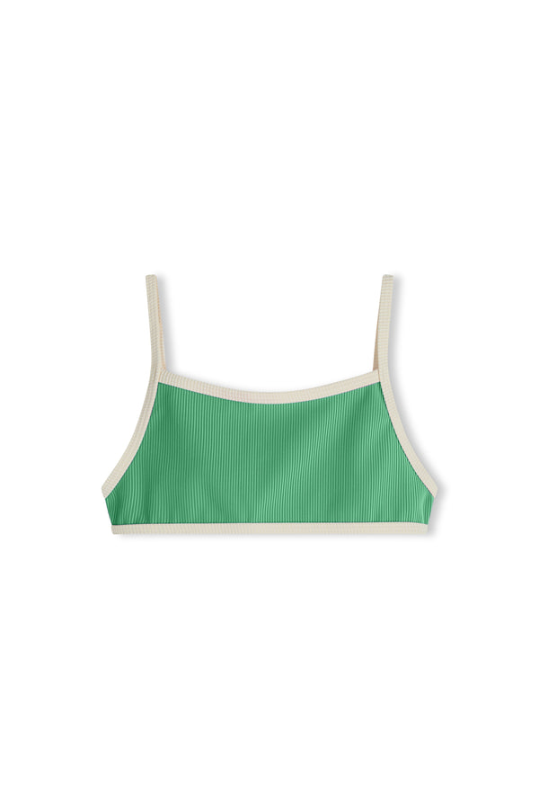 Stripe Rib Adjustable Bralette - Parrot Green