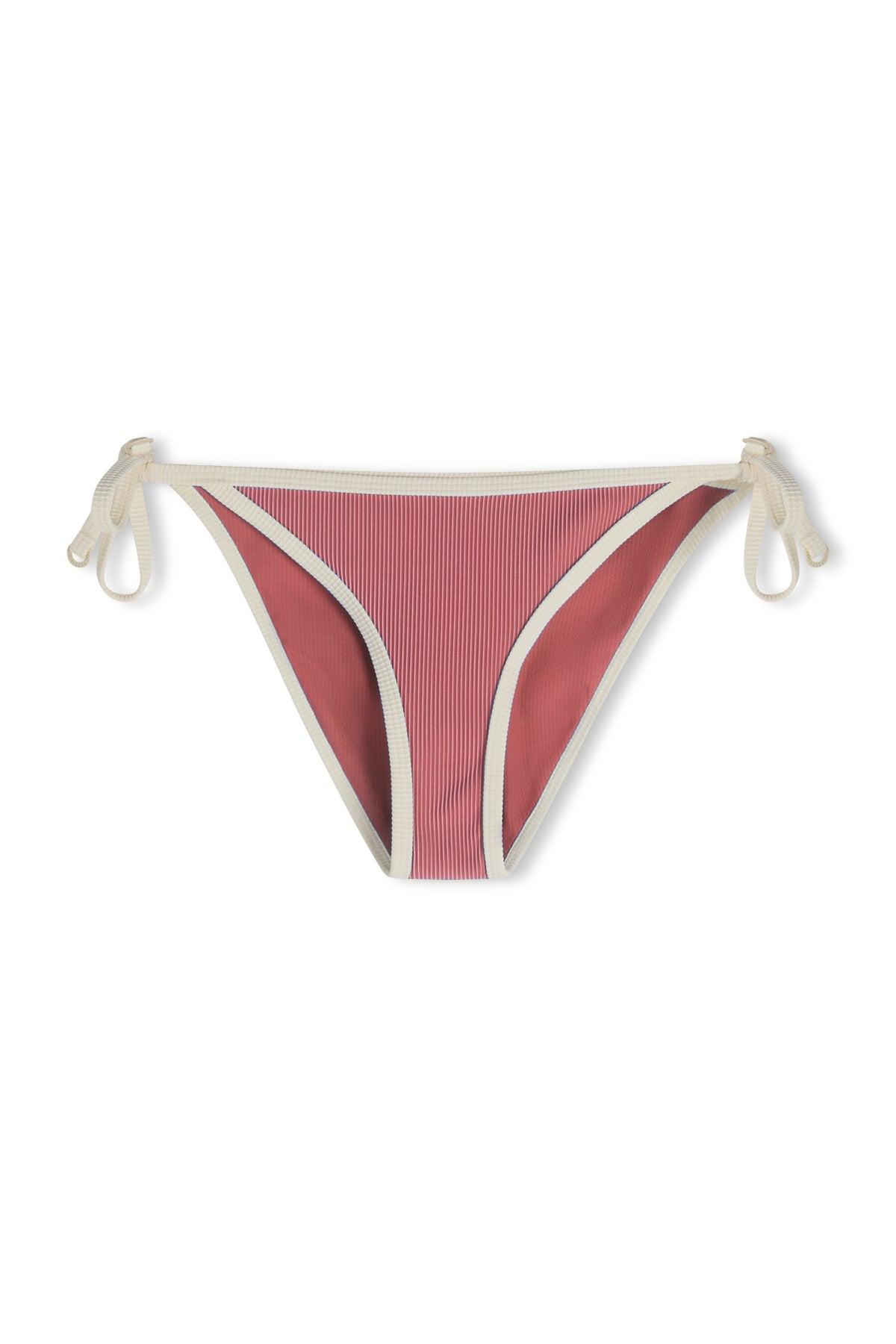Mini Stripe Tie Side Bikini Bottom - Clay Red