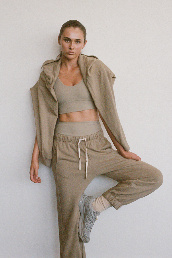 Stripe Rib Crop Top - Olive