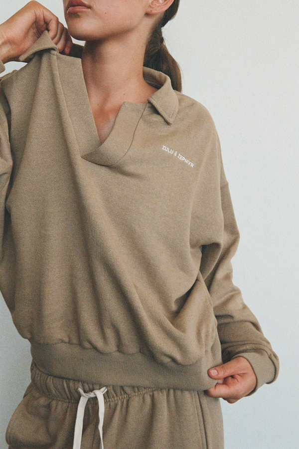 Collared Sport Sweatshirt - Olive