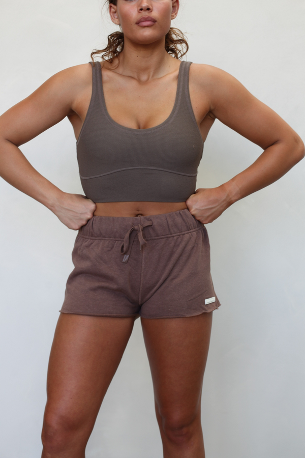 Waffle Crop Top - Carob