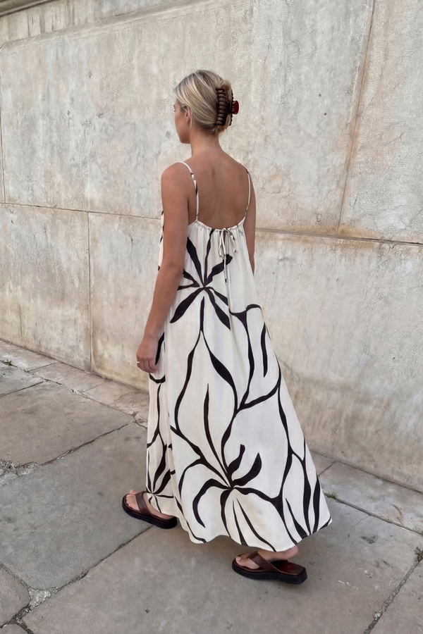 Cotton Dress - Cream Flower