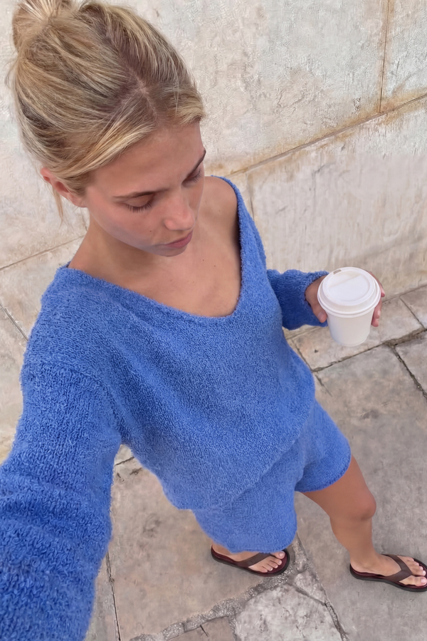 Textured Knit Jumper - Ocean Blue