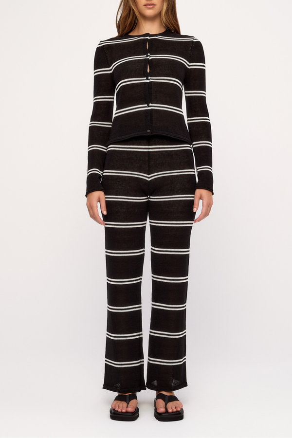 Textured Knit Pant - Black Stripe