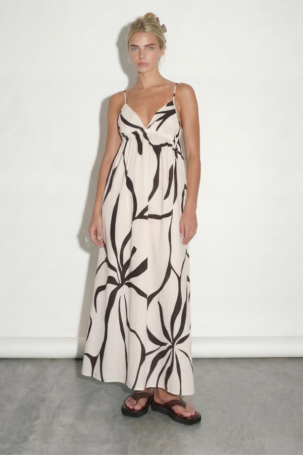 Cotton Dress - Cream Flower