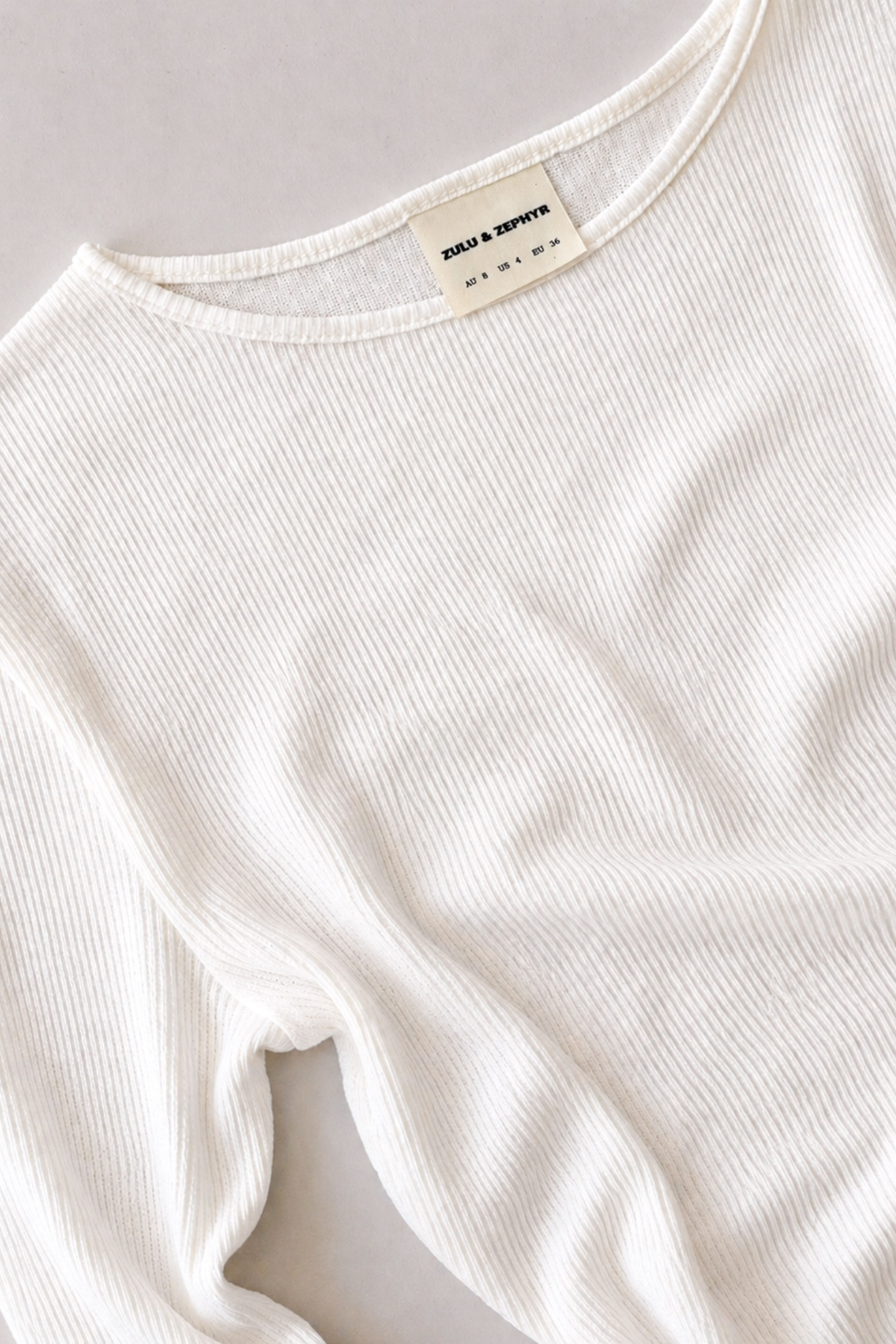 Rib Hemp Jersey Long Sleeve Top - White