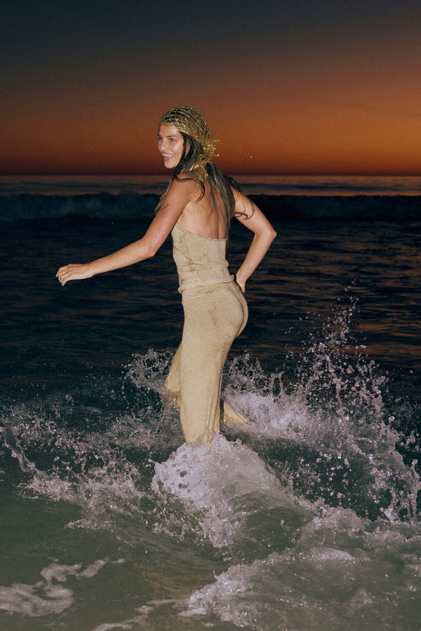 La Isla Lurex Knit Pant - Gold