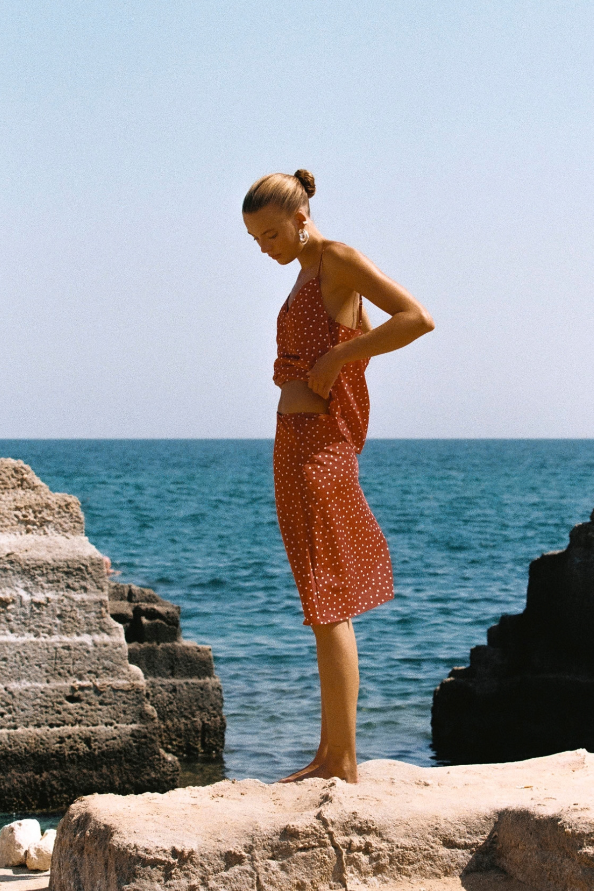 Cotton Silk Skirt - Red Spot