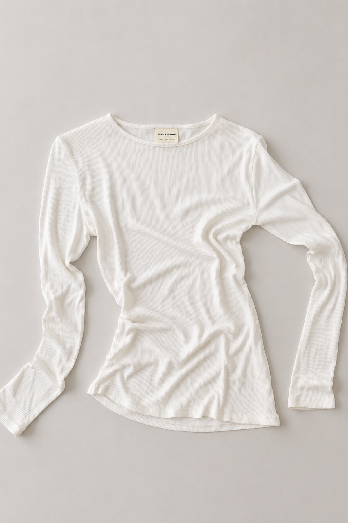Rib Hemp Jersey Long Sleeve Top - White