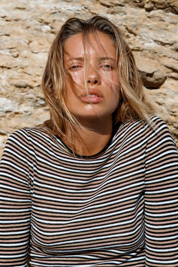 Knit Mini Dress - Tan Stripe