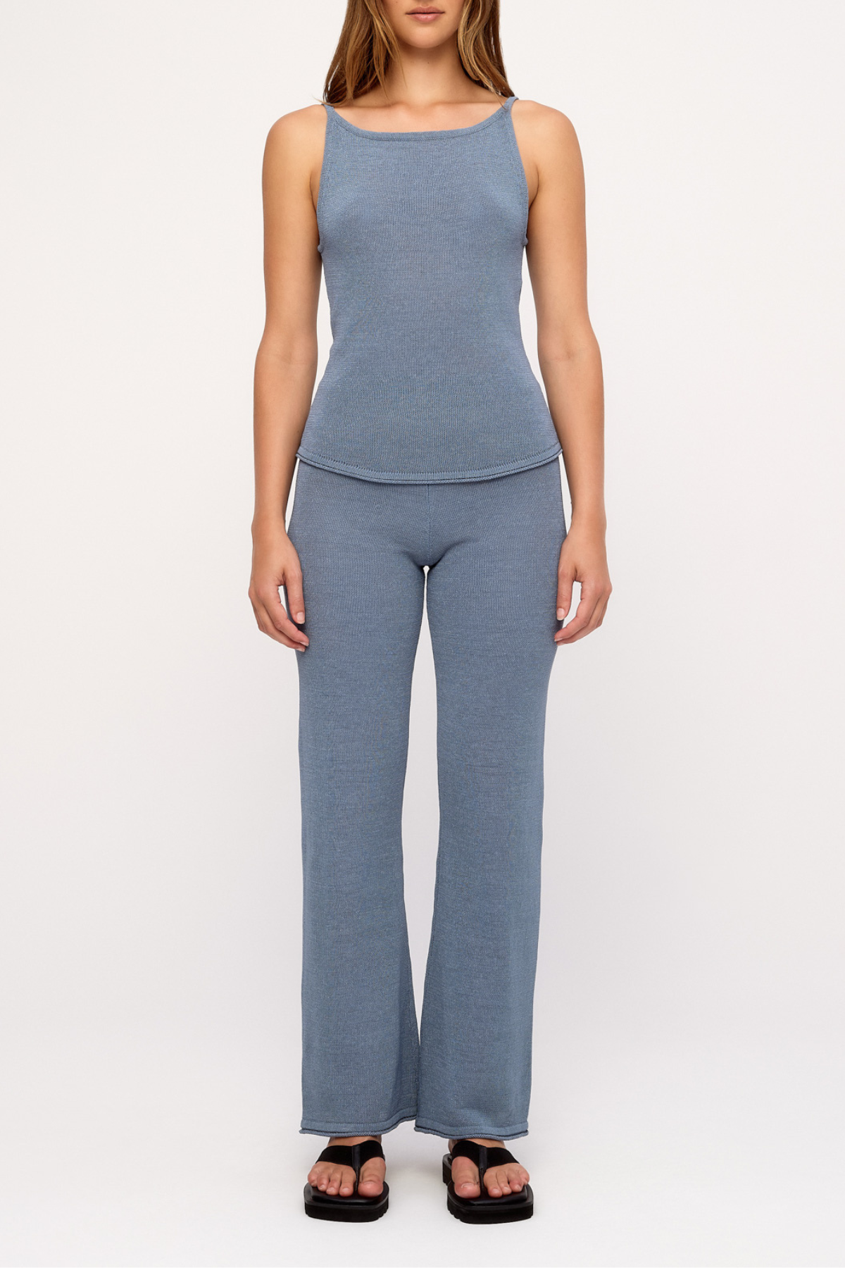Textured Knit Tank - Denim Blue