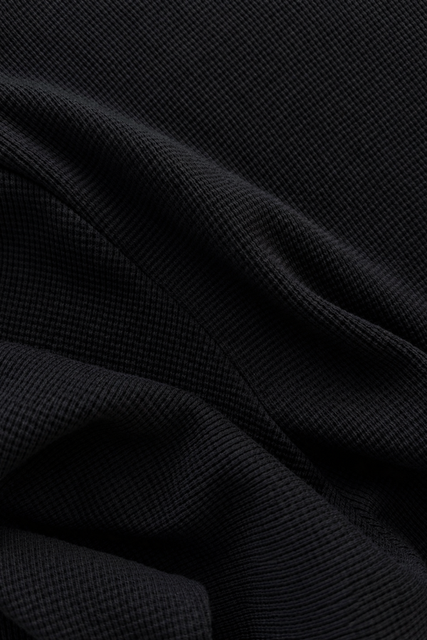 Textured Sport Sweat Shirt - Black Waffle