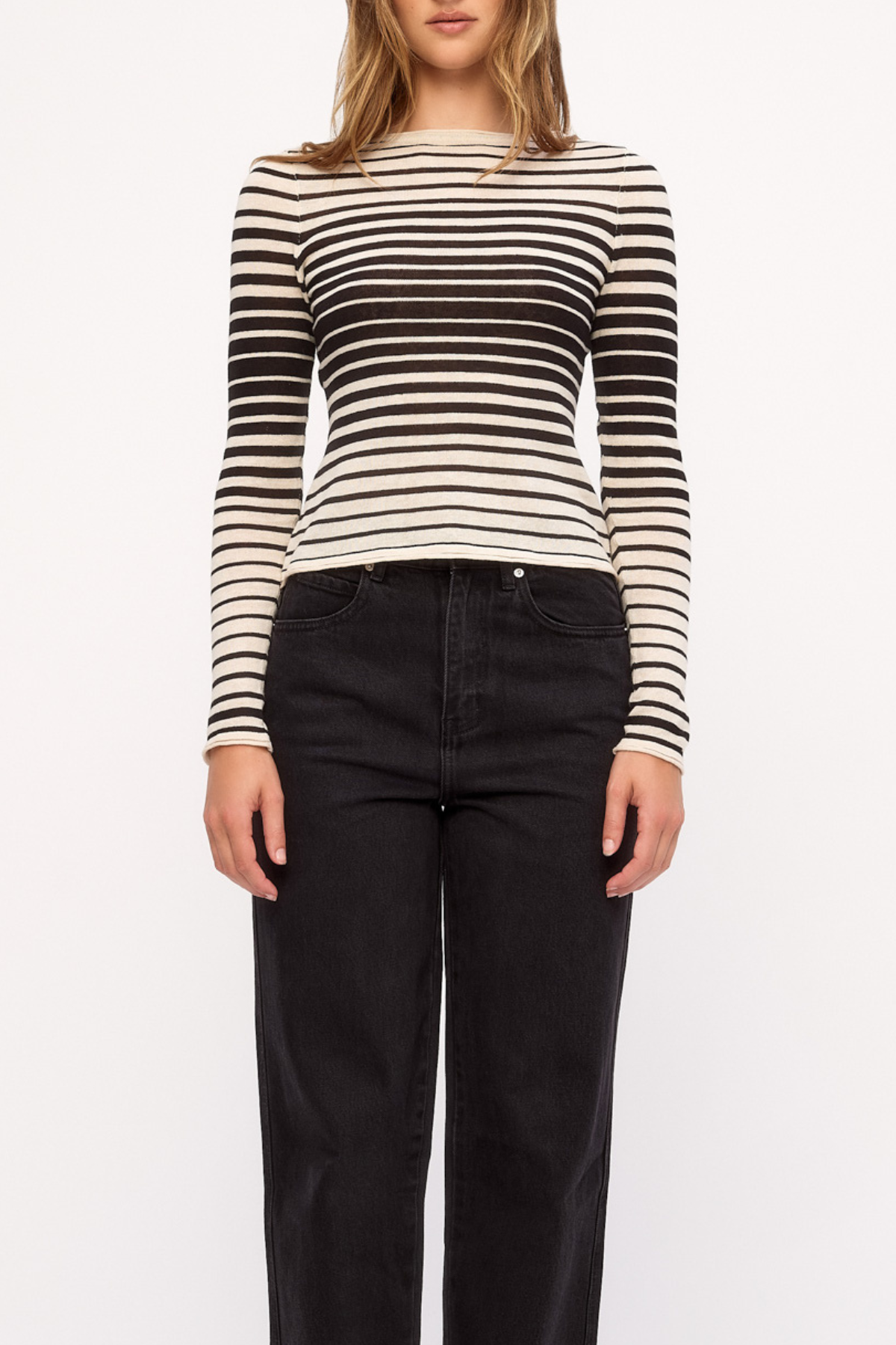 Ramie Cotton Knit Top - Ombre Stripe