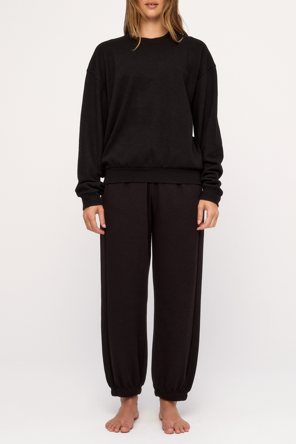Textured Sport Sweat Pant - Black Waffle