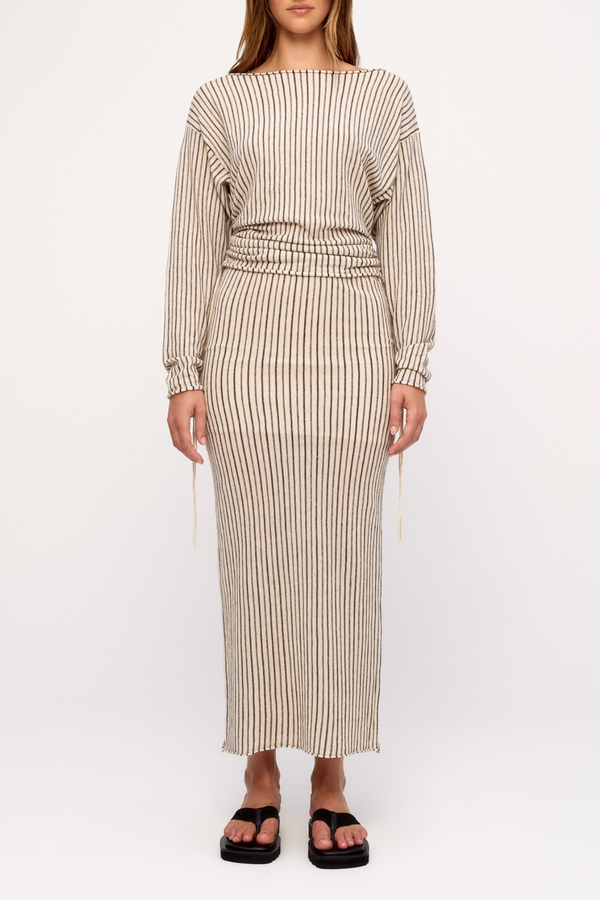 Semi Sheer Knit Skirt - Natural Pin Stripe