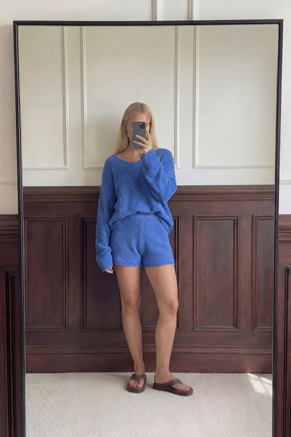 Textured Knit Jumper - Ocean Blue