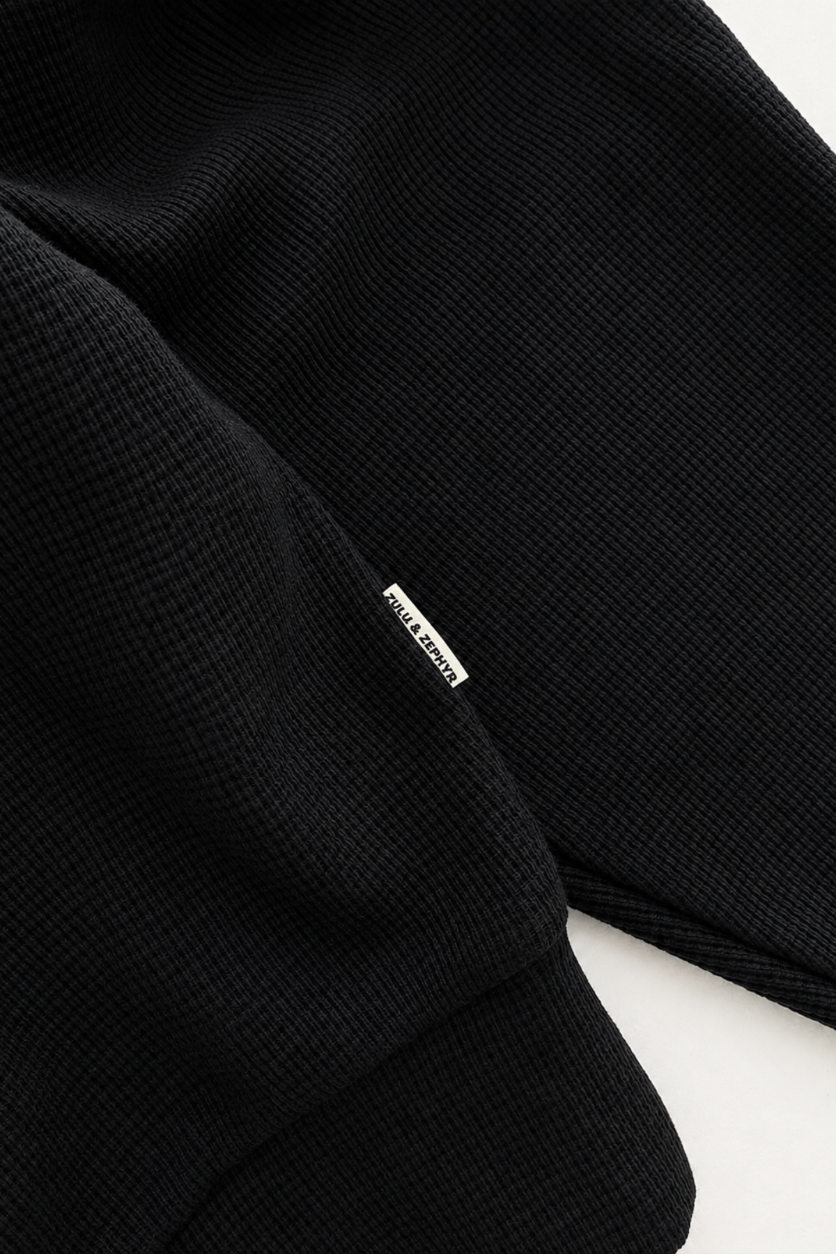 Waffle Textured Sport Sweat Shirt - Black