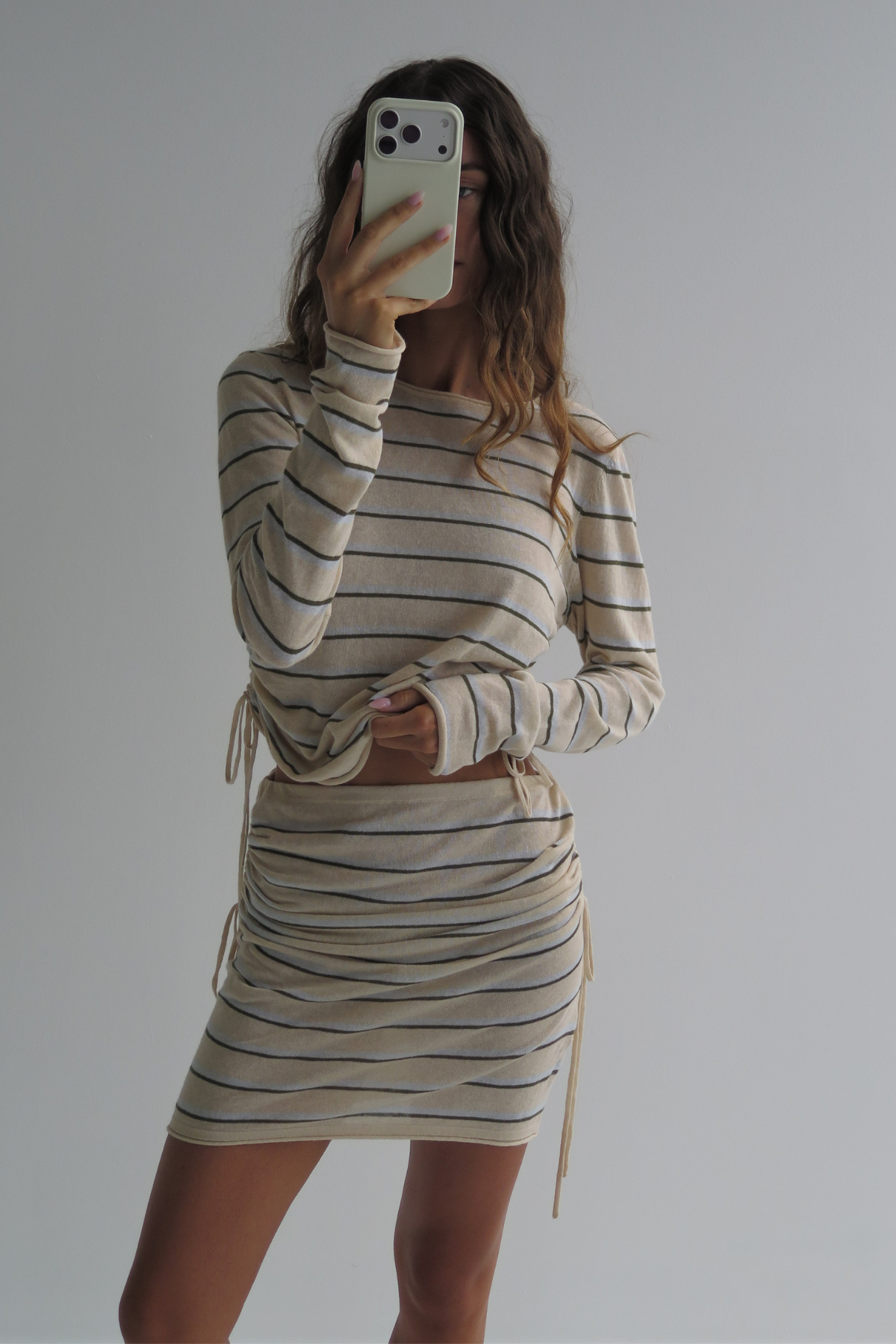 Linen Cotton Skirt/Tube Top - Husk Stripe
