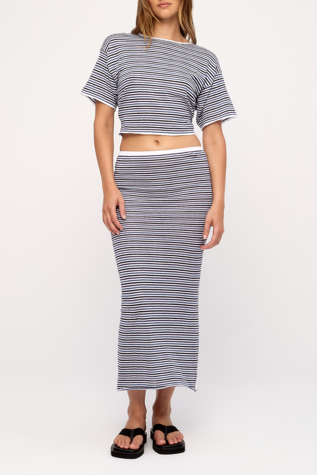 Knit Tie Tee - Blue Pin Stripe