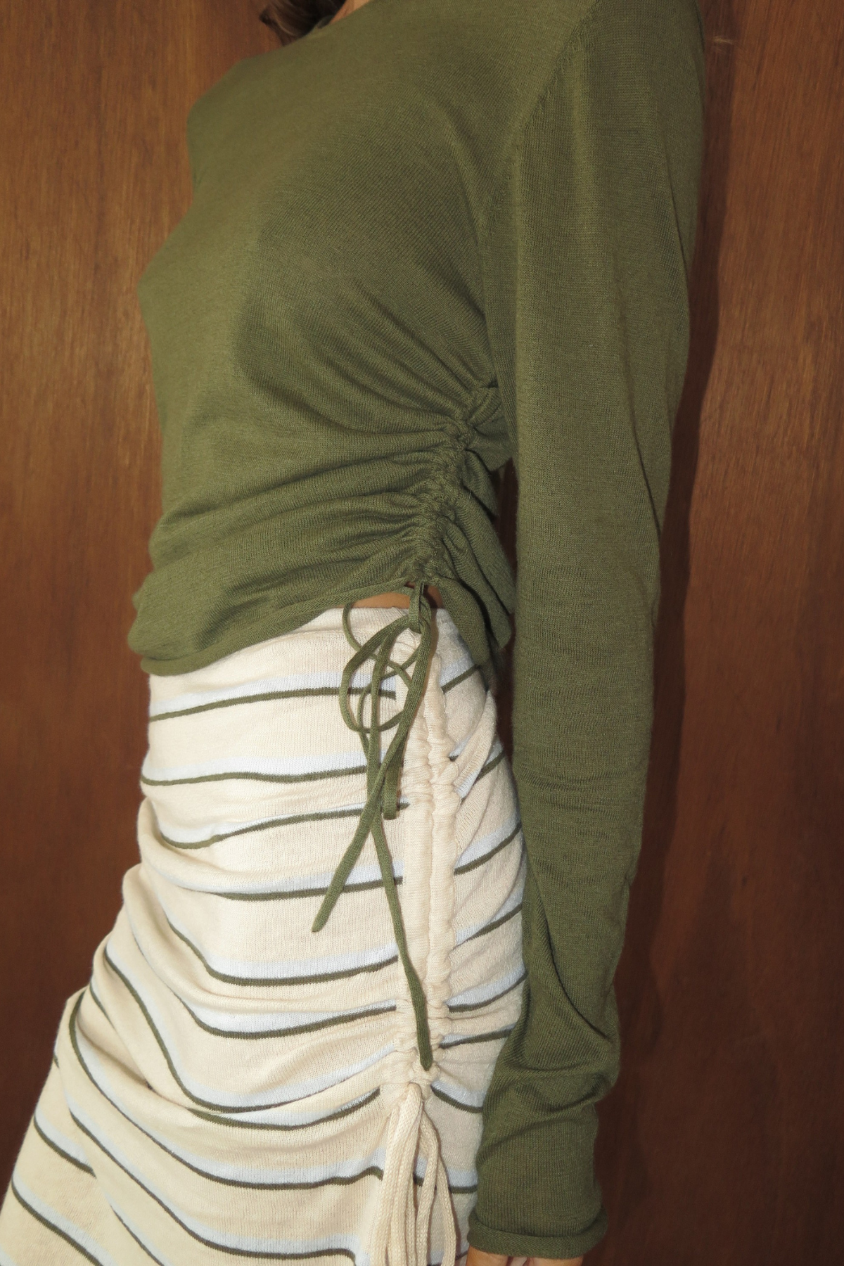 Linen Cotton Knit Top - Khaki