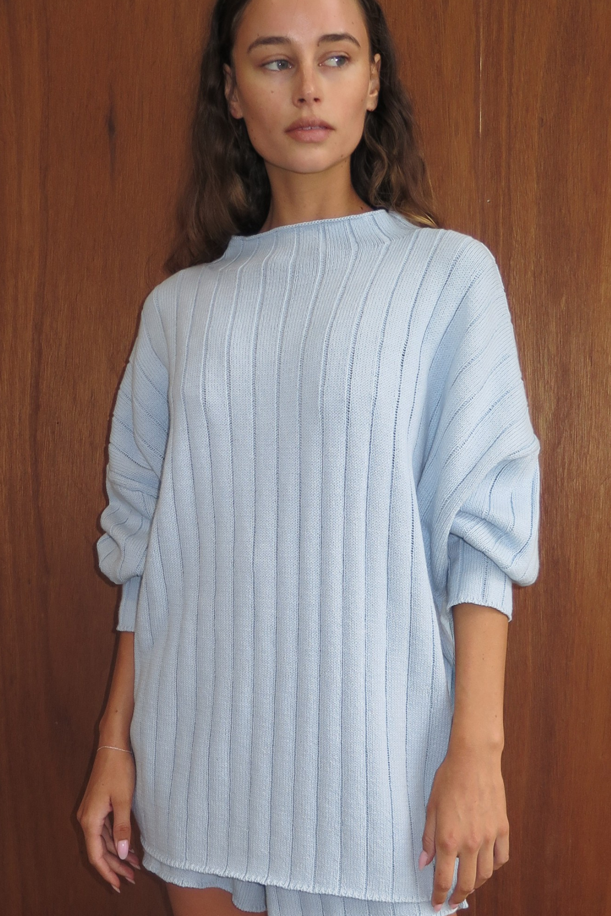 Rib Knit Jumper - Light Blue