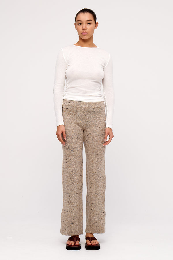 Oat Marle Merino Wool Blend Knit Pant