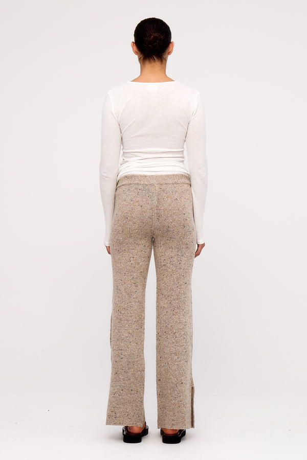 Oat Marle Merino Wool Blend Knit Pant