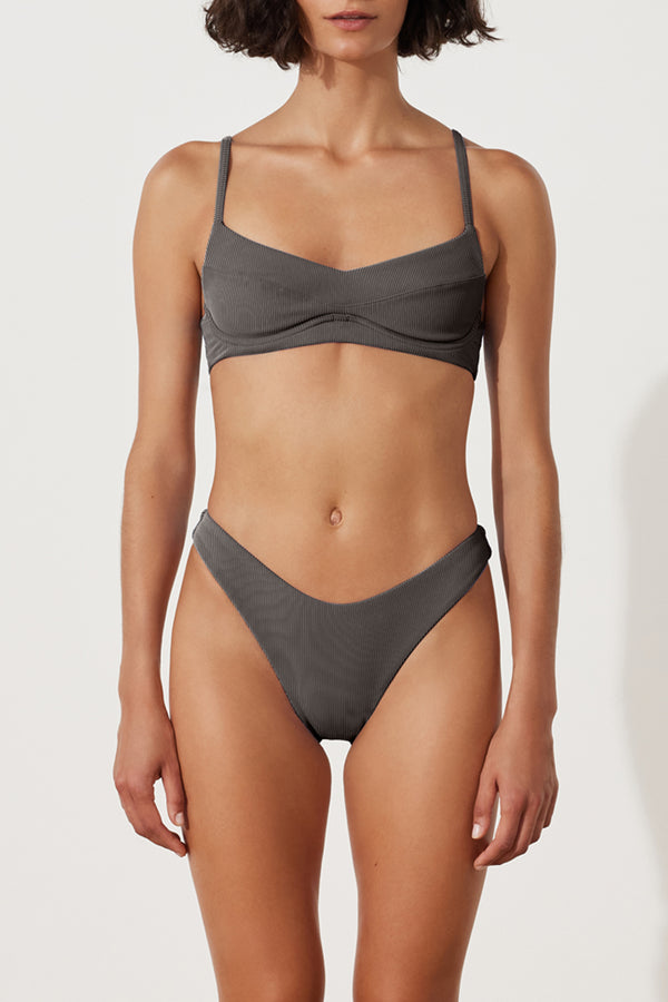 Charcoal Stripe Balconette Bra Cup