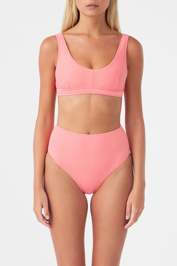 Signature Waistband Bralette Top - Coral