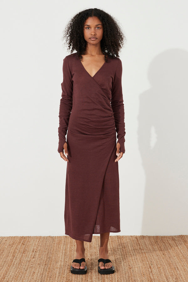 Currant Gathered Knit Dress