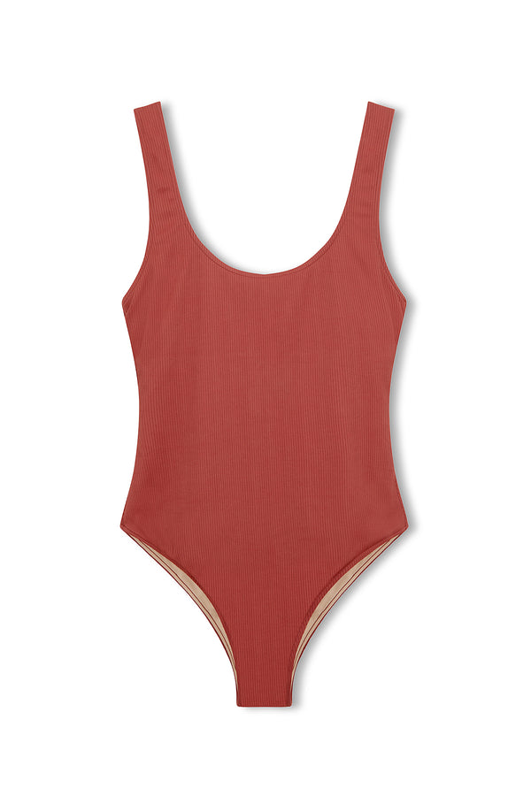 Signature Scooped Back One Piece - Earth Red